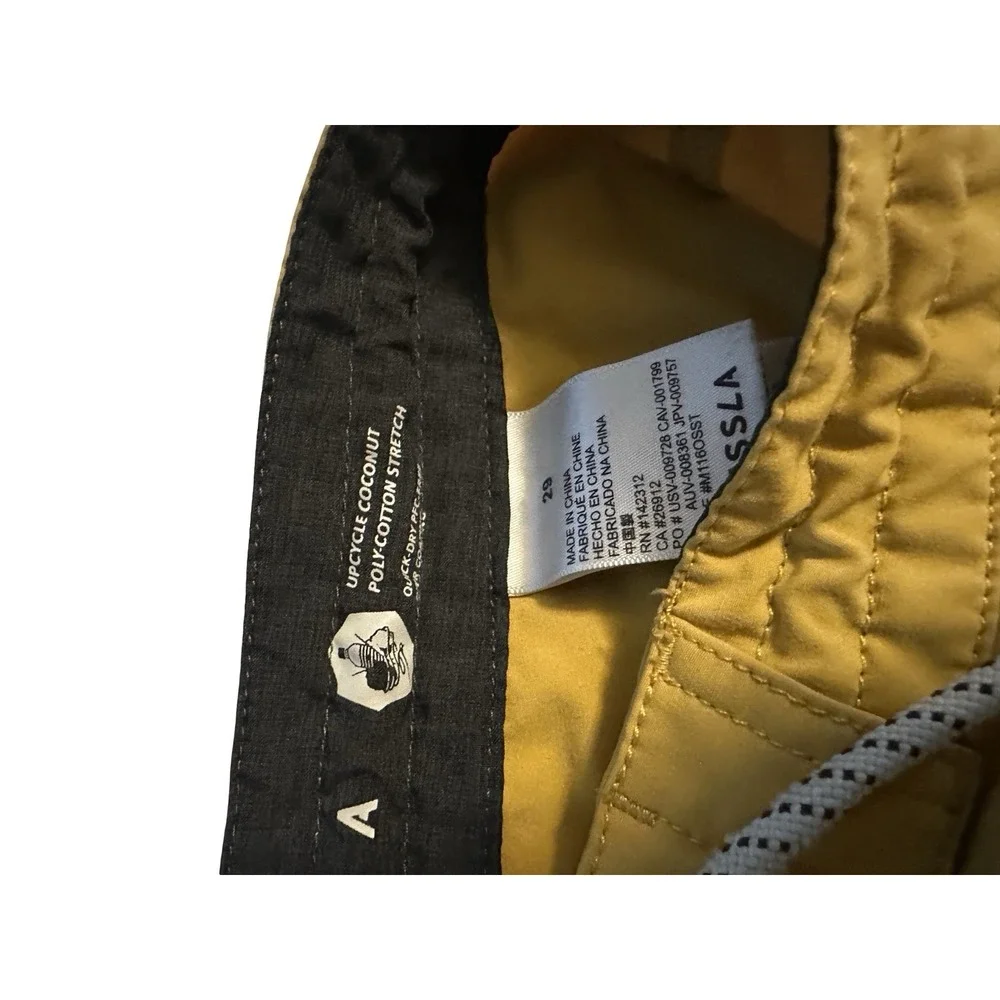 Vissla Board Shorts Men 28‎ Mustard Yellow Solid Swim Trunks Pocket Board Shorts